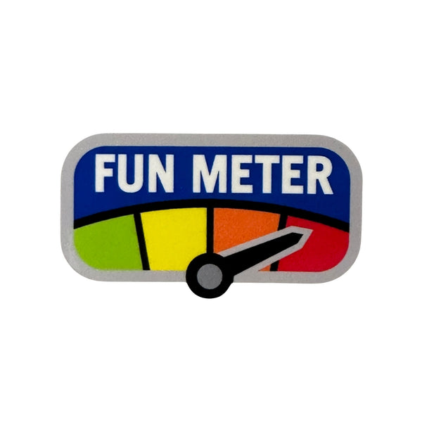 Fun Meter Decal - Full Color Thick heavy duty vehicle vinyl decal, Die cut, High quality and durable vinyl, indoor and outdoor use, Waterproof and weather resistant, Size: 2.25" x 1.25"