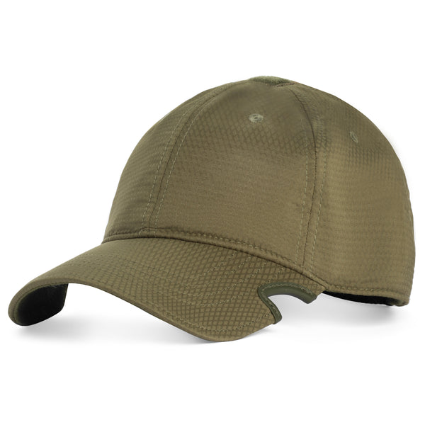 Notch Classic Adjustable Athlete OD Blank  What are those notches for?  Our patented notches on the visor eliminate the interference between your hat & sunglasses, providing the most secure, comfortable fit possible. Olive drab green adjustable blank cap with notches on the visor for your sunglasses and eyewear