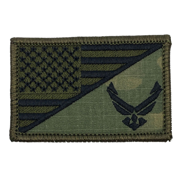 U.S Air Force Emblem USA Flag Patch - MultiCam Camo Embroidered patch, Hook fastener backing, Made in the USA, 2" x 3", great for hats, bags and jackets and tactical gear with loop fastener panels.