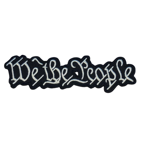 We The People Die Cut Name Tape - Black-White Highest stitch count embroidery Embroidered patch Velcro® brand fastener backing Made in the USA Size 1.25" x 5"