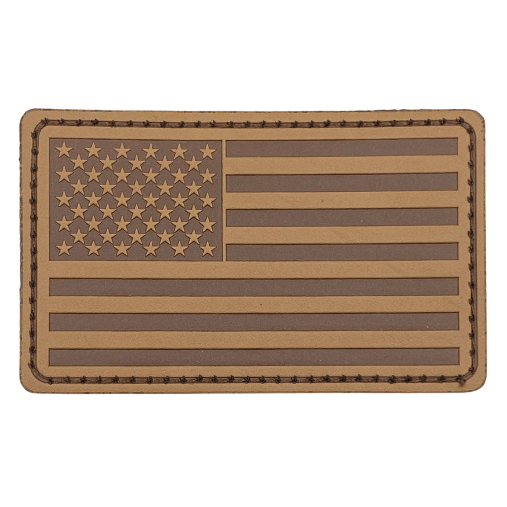 US Flag Patch - Brown Leather.