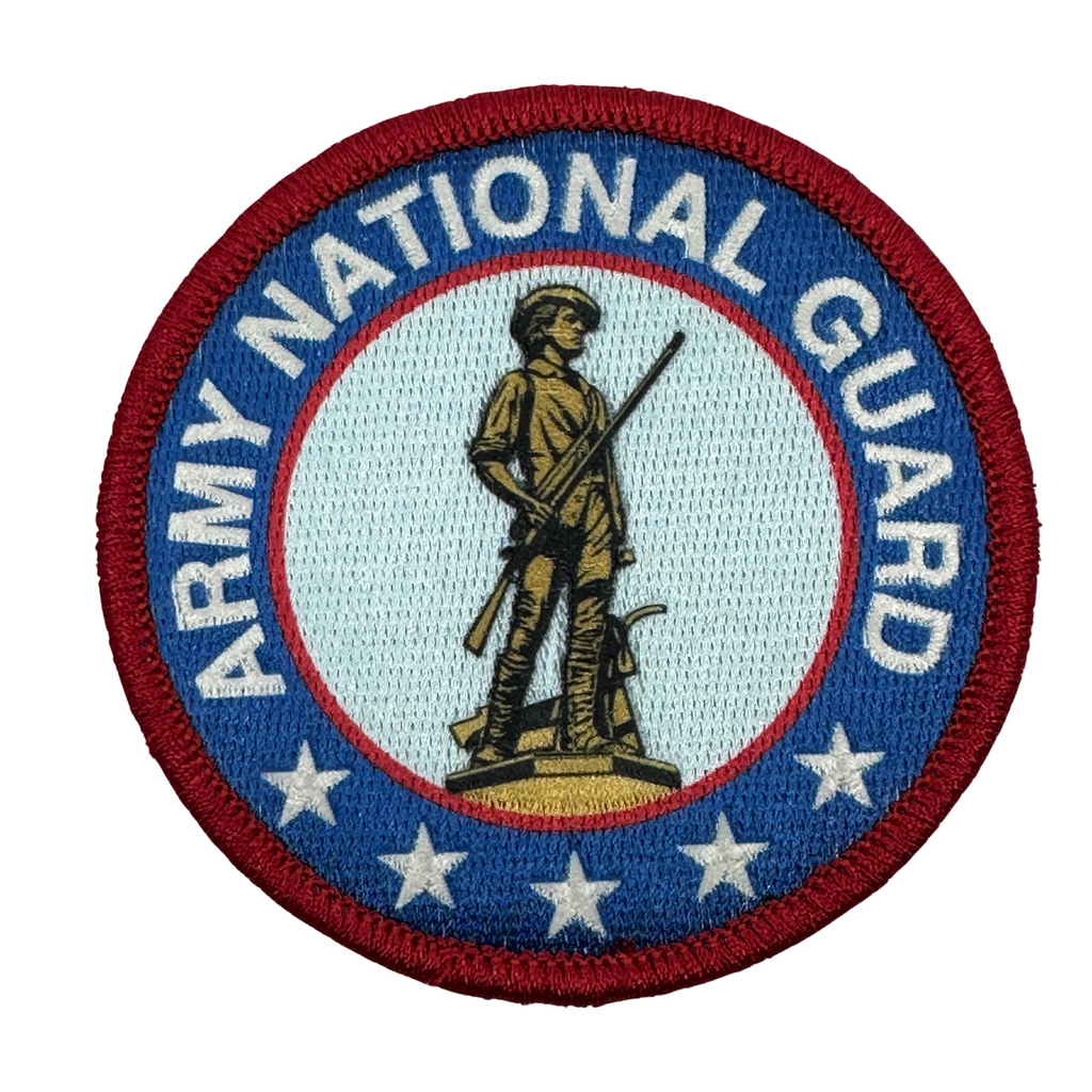 Army National Guard Patch - Full Color

The detail on this patch is amazing! It's digitally printed on embroidered thread making it really depict the Minuteman, his plow &amp; rifle.


Velcro® brand fastener backing

Made in the USA

3" diameter