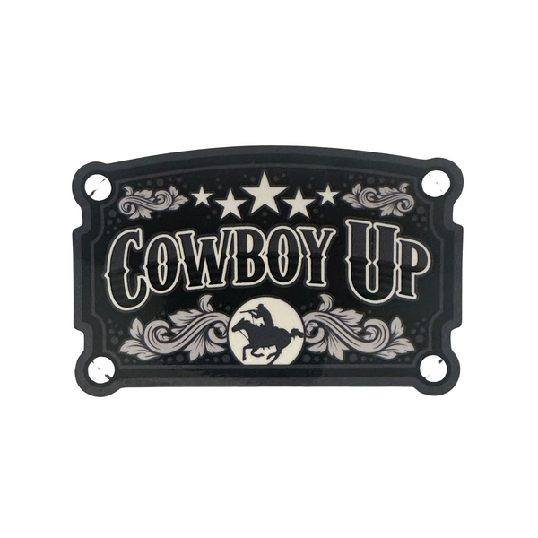 Cowboy Up Decal - Urban, Thick heavy duty vehicle vinyl decal, Die cut, High quality and durable vinyl, indoor and outdoor use, Waterproof and weather resistant, Size: 2.3"x 3.5"