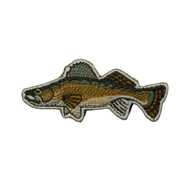  Die-Cut Walleye Patch - Color : Full-color, This is a cool life-like puff 3-D embroidered patch made with the highest stitch count  embroidery and Velcro® brand backing. Made in the USA. Size 1" X 3"
