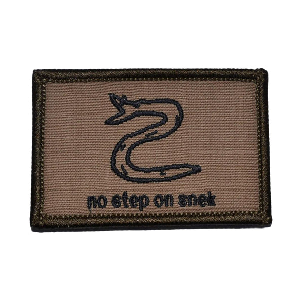 No Step On Snek Patch - Coyote Brown Embroidered patch, Made in the USA, Tactical Patches, Hook fastener backing, 2" x 3" perfect our tactical operator caps for your jackets, carrier plate and tactical bags