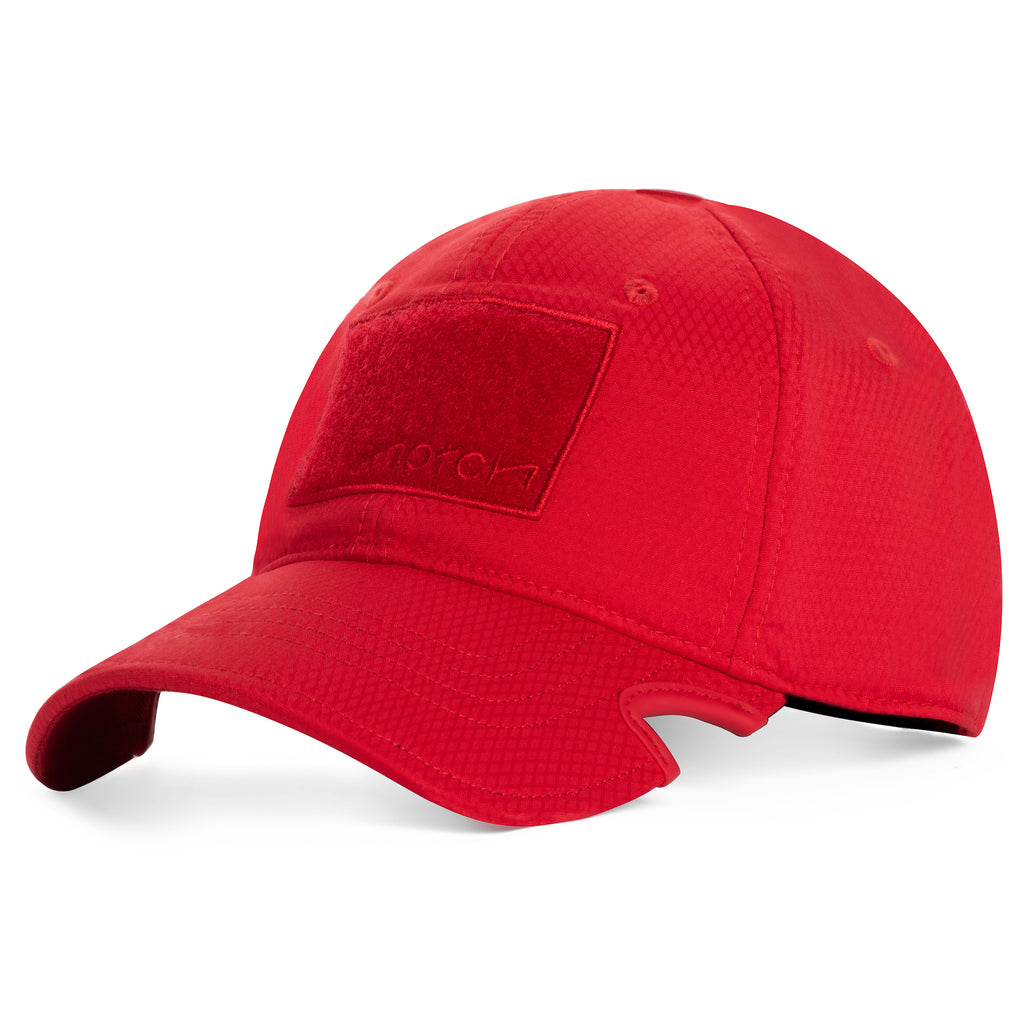 Notch Classic Adjustable Athlete Operator Red cap with notches on the visor for your sunglasses