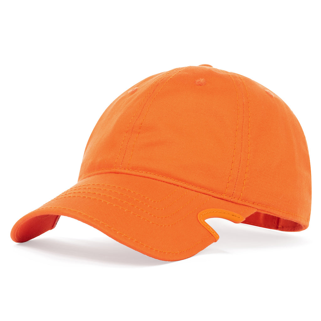 Notch Classic Adjustable Blaze Orange Baseball Cap is the perfect hunting cap for any hunting season and as a safety color for on job! Our patented notches eliminate the interference between your hat & sunglasses and notch baseball caps fit great with safety glasses too.