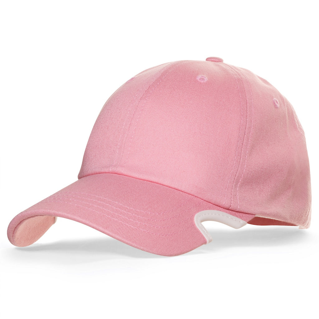 Notch Classic Adjustable Pink Blank baseball cap here is a pretty light pink baseball hat ready for your logo or you can rock it unbranded too, this rugged 100% cotton twill cap by YP Classics® Dad Cap with our patented notches on the visor end the fight between you hat and sunglasses