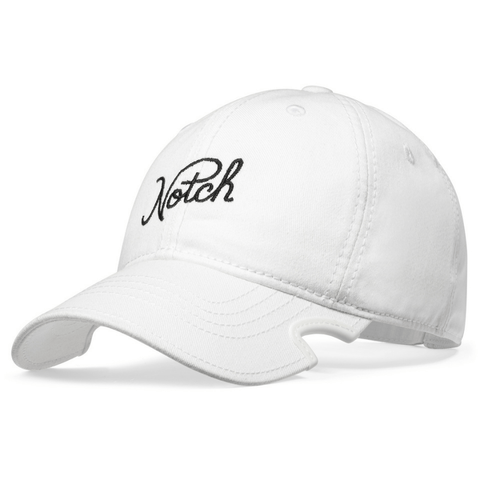 Notch Classic Adjustable White Ponytail Hat adjustable cotton cap with clot for your ponytail or messy bun and notches for you glasses or eyewear 