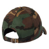 Back and wide view of Notch camo dad cap showing unstructured fit and adjustable strap
