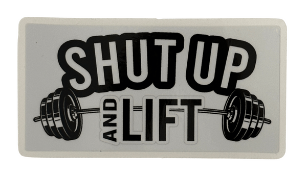 Shut Up and Lift Decal - Black-White
High quality reflective 6 mil vinyl, Shut Up and Lift Sticker,
UV, weather and scratch resistant lamination,
Made in the USA
Size: 2"x 4"