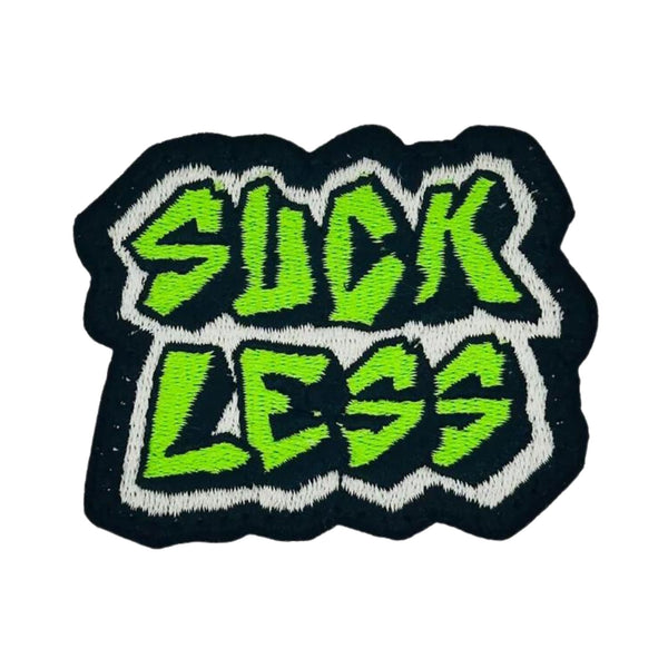 Suck Less Laser Cut Patch - Neon, Embroidered patch, Hook fastener backing, Made in the USA by Tactical Gear Junkie, Size: 2inch by2.5" Suck Less Laser Cut Patch 