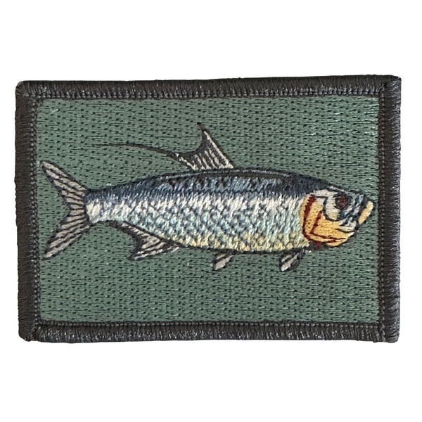 Tarpon Fishing Tactical Patch - Full Color, Embroidered Patch, No matter the size, tarpon all put on the same spectacular aerial battle, testing tackle to the limits.i Velcro® brand backing, Made in the USA, 2" x 3" perfect for our operator caps