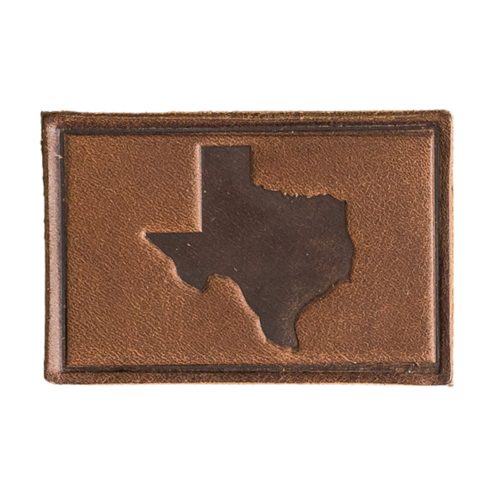  Texas Patch - Cafe Leather, Handmade with High-Quality Full-Grain Leather with Velcro® brand backing, this leather Texas velcro patch, 2" x 3" sized perfectly for our tactical/ operator caps, backpacks and jackets. Made in the USA.