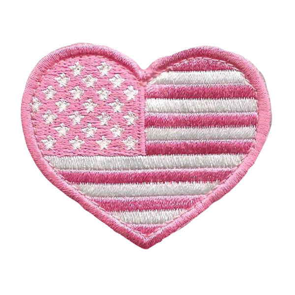 USA Heart Flag Patch - Pink, Morale Patch, Velcro® brand backing, Made in the USA, Size 2.25" x  2" 