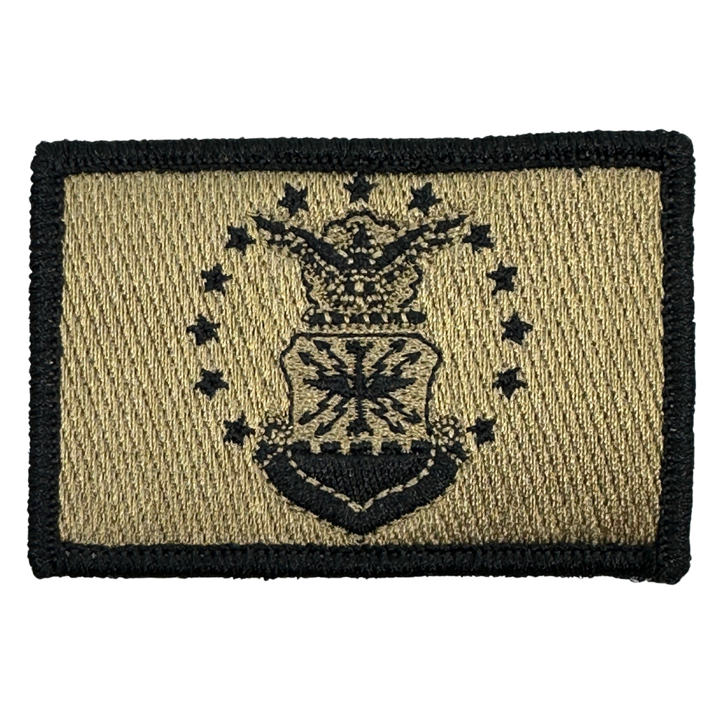 US Air Force Military Flag Patch - Coyote Tan,
Embroidered patch,
Velcro® brand fastener backing,.
Made in the USA,
2" x 3" sized for our tactical/operator caps