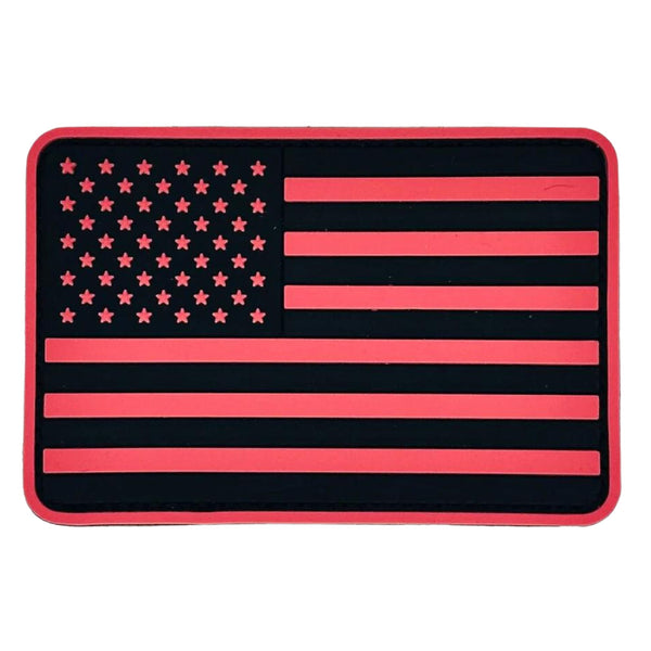 US Flag PVC Patch- Color : Hot Pink , PVC patch Velcro® brand backing 2" x 3" sized for our tactical/operator caps
