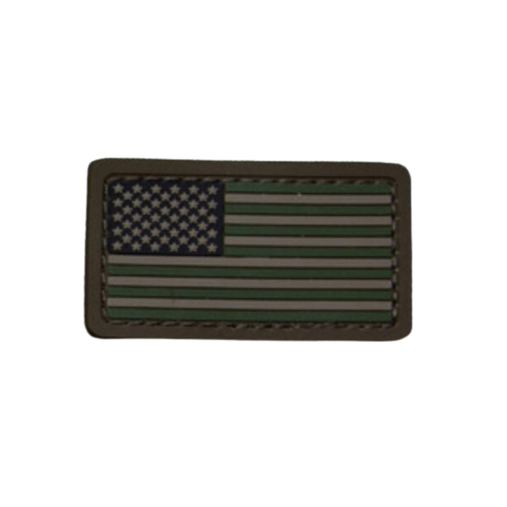 US Flag PVC Patch Mini - Forest, Sometimes loop mounting space in limited, these embroidered US Flag patches in mini size allow for many mounting possibilities while still be recognizable. PVC patch, with  Hook fastener material sewn on back, Size 1" x 2" Milspec Monkey