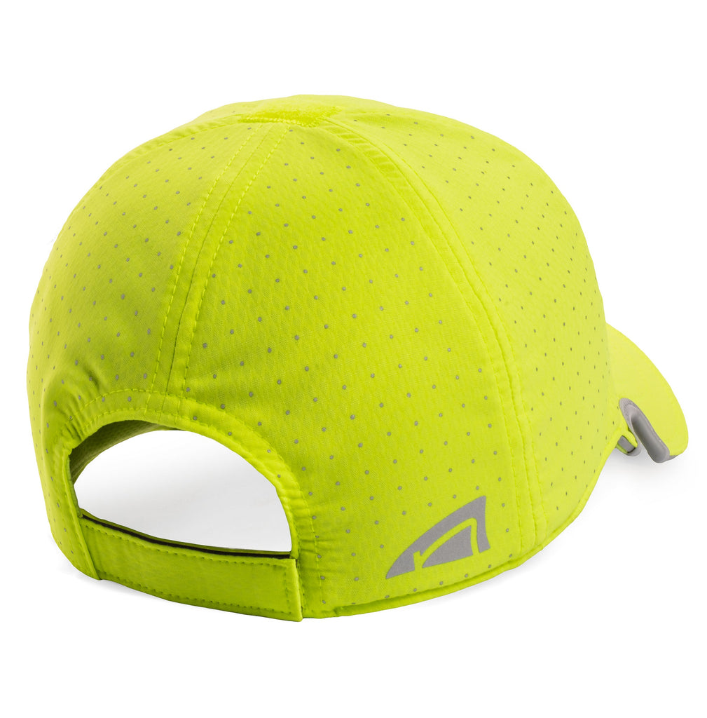 Side view of Notch High Vis cap showing reflective brim edge and grey reflective eyelets