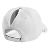 Back view of Notch Athlete White Ponytail cap showing ponytail slot and adjustable hook and loop strap
