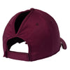 Back view of Notch burgundy ponytail cap showing ponytail opening and adjustable hook-and-loop strap