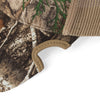 Close-up detail of patented notch on Realtree Edge camo trucker cap brim