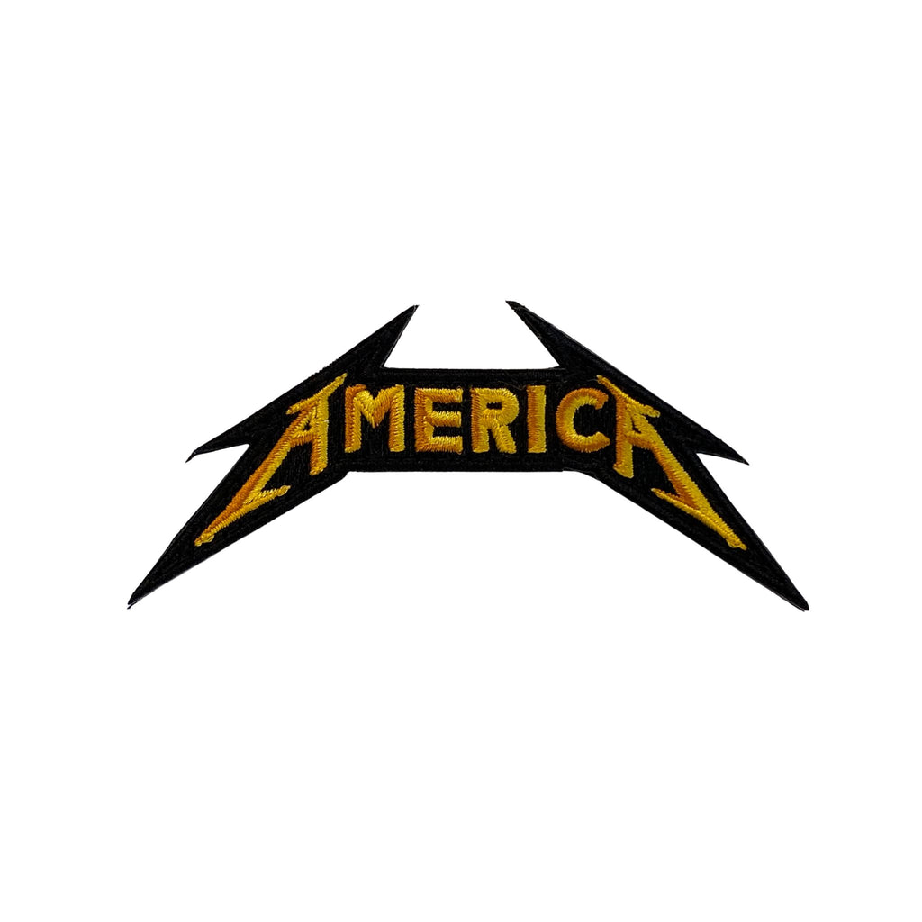 America Rocks Patch; Color black/ gold , Embroidered patch with the highest thread count embroidery with Velcro® brand backing, Made in the USA, Size: 1" x 4 1/2"