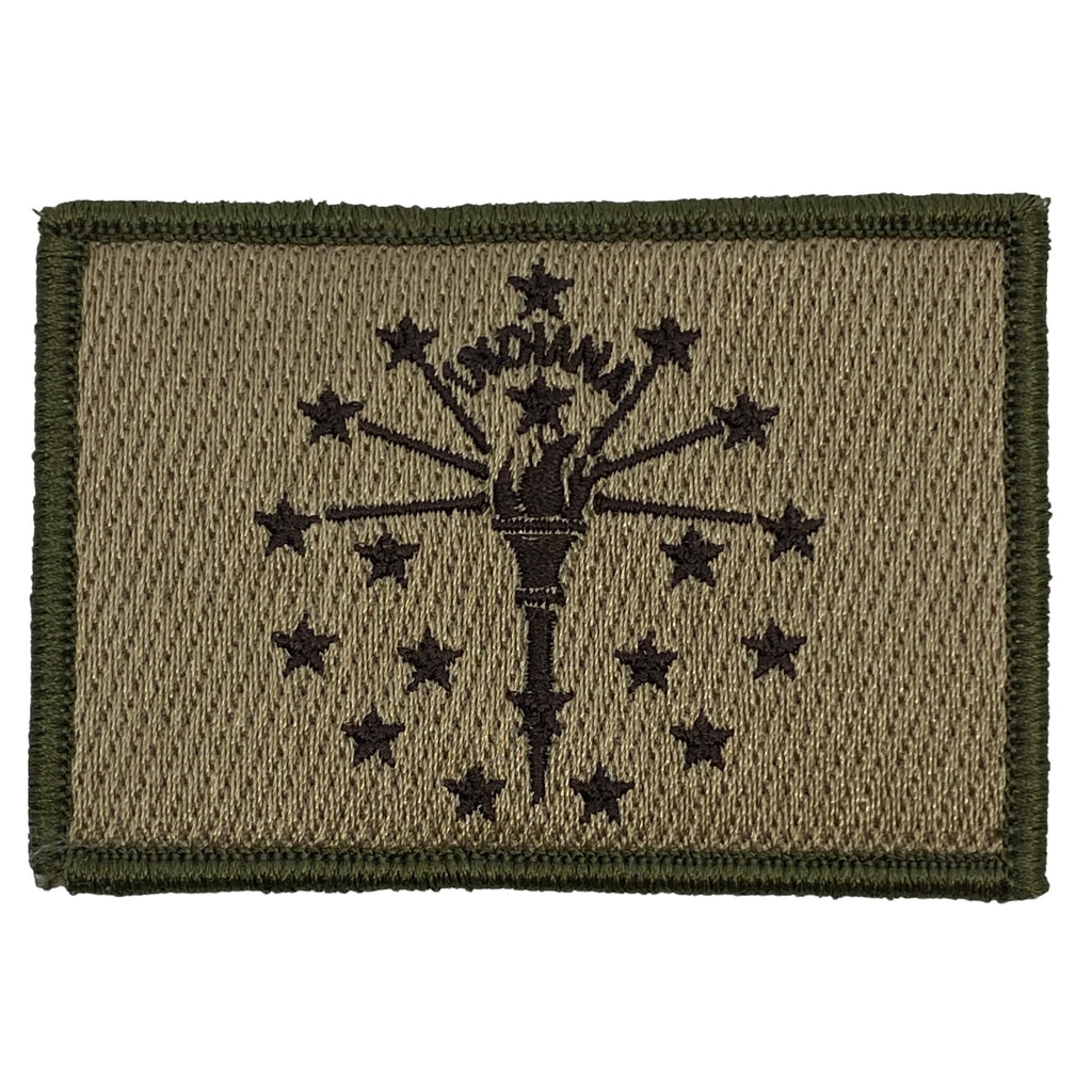 Indiana Embroidered Tactical State Patch - Color: Multitan  with the Highest stitch count embroidery and Velcro® brand backing, Made in the USA,  size 2 inch by x 3 inch 