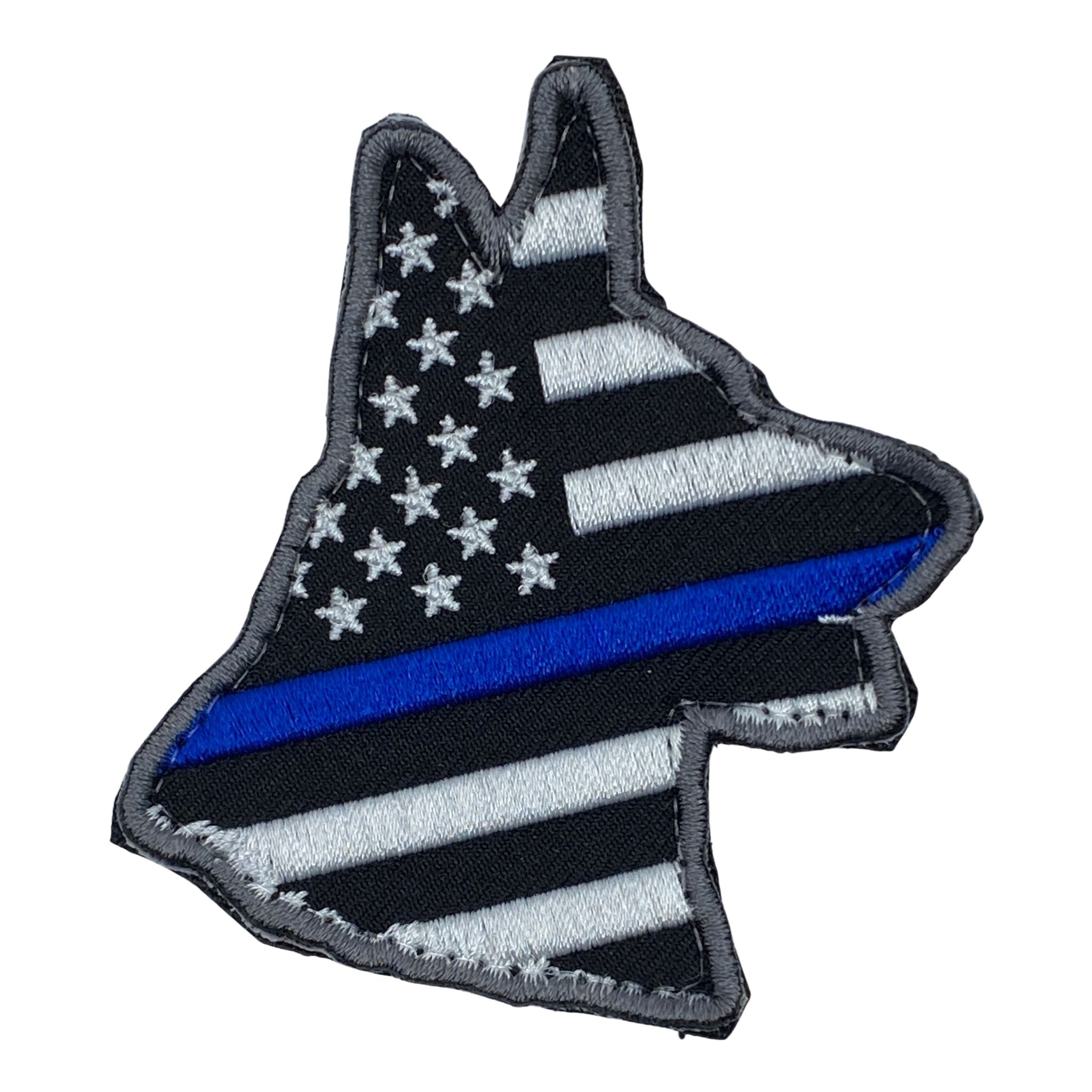 Thin Blue Line PVC Velcro Skull Patch