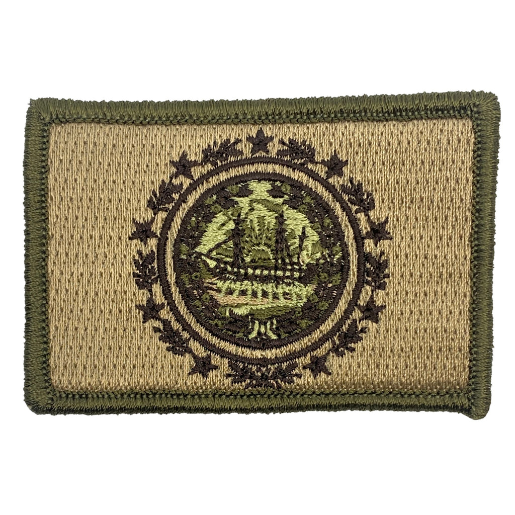 New Hampshire - Tactical State Patch color: multitan, embroidered patch with velcro brand backing, made in the USA , size 2"x3" 