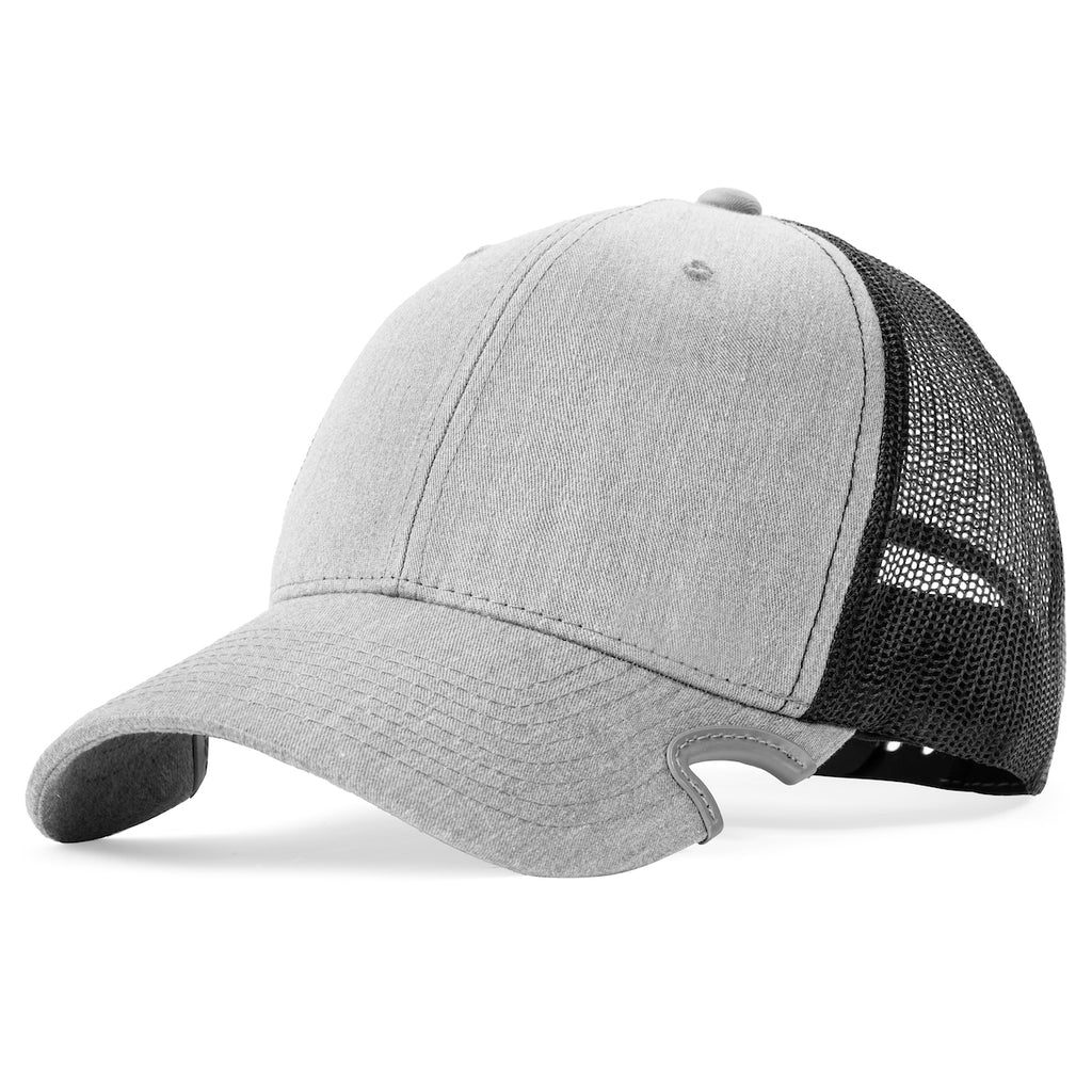 Notch Classic Adjustable Heather/Black Trucker Blank Hat for Sunglasses | Breathable Mesh Trucker Cap