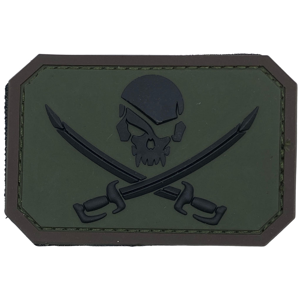 Pirate Skull PVC Patch -  Forest.