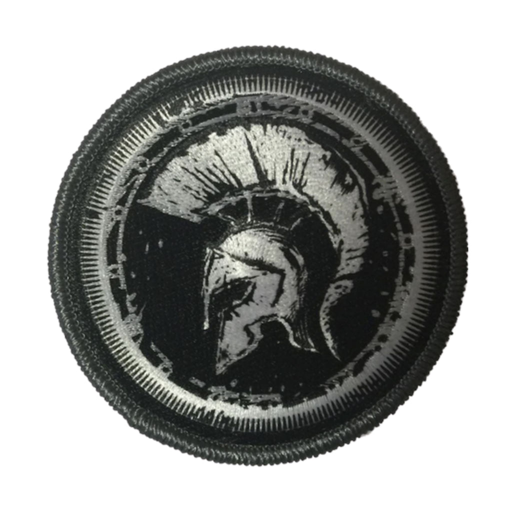 Spartan Helmet Circle Patch - Black-White.