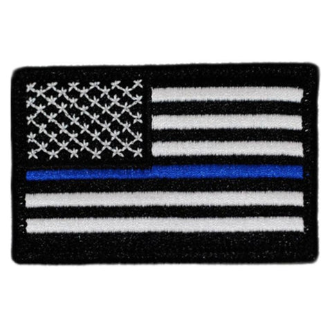 US Flag Patch - Thin Blue Line Embroidered.