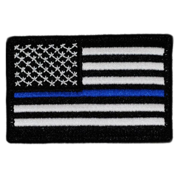 US Flag Patch - Thin Blue Line Embroidered.