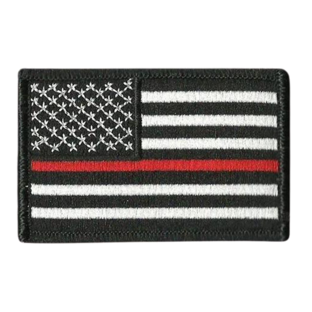 US Flag Patch - Thin Red Line Embroidered.