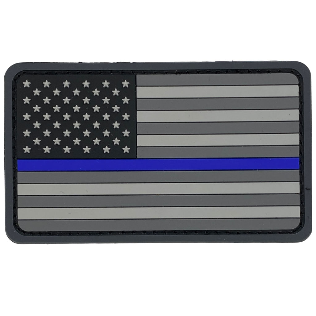 US Flag PVC Patch - Thin Blue Line Grey.