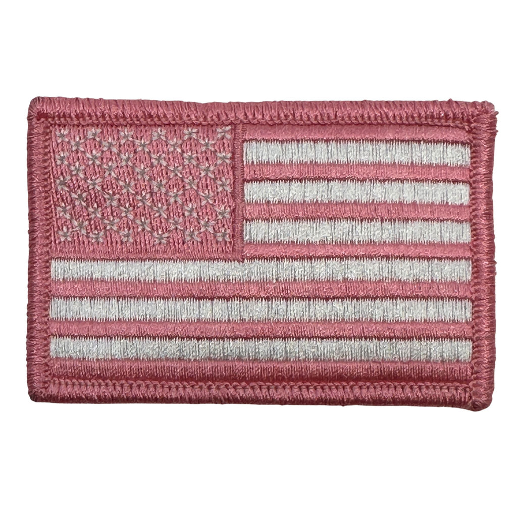 US Flag Patch - Baby Pink, Light pink patch,  Embroidered patch, Hook fastener backing, Made in the USA  2" x 3" sized for our tactical/operator caps