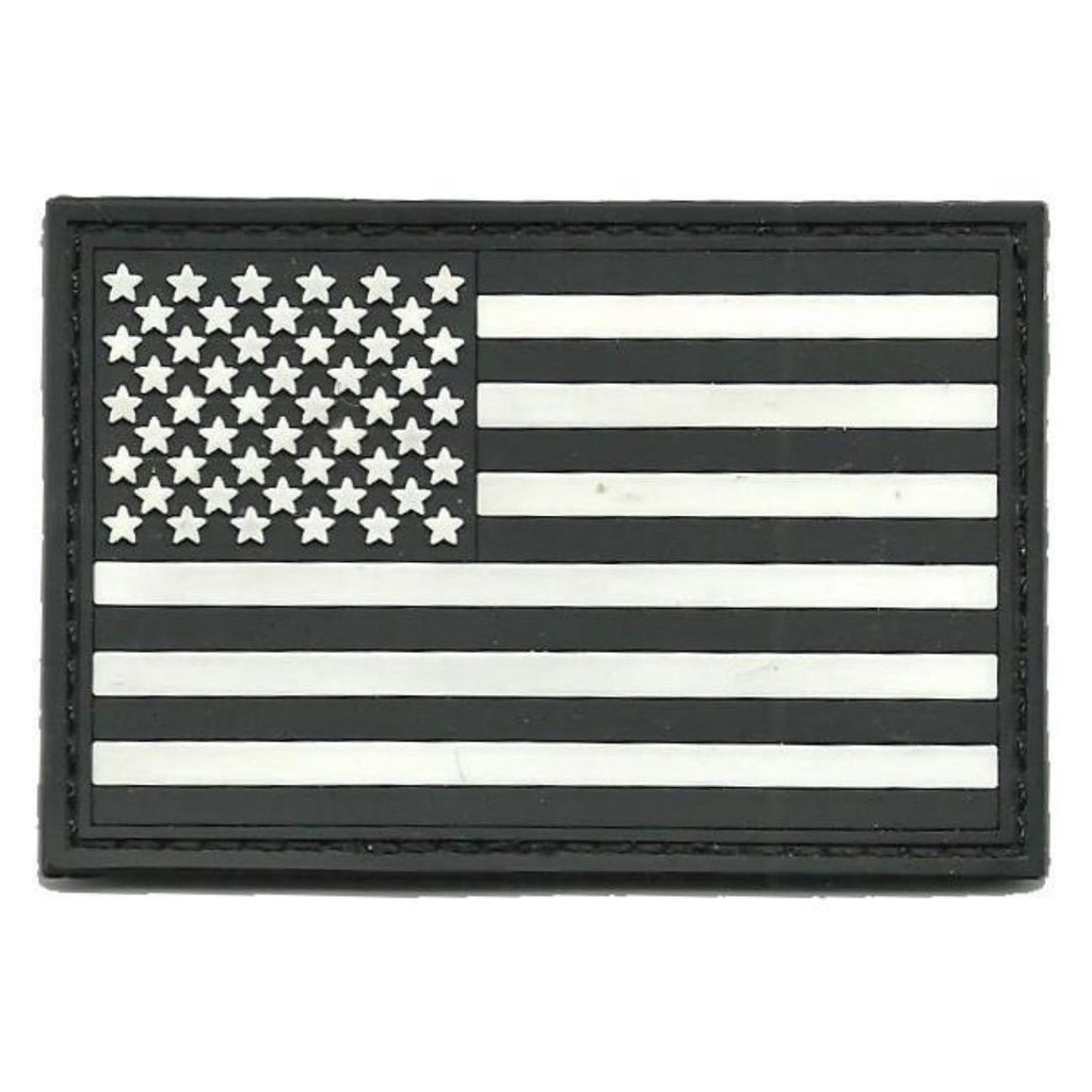 US Flag PVC Patch - Black-White.
