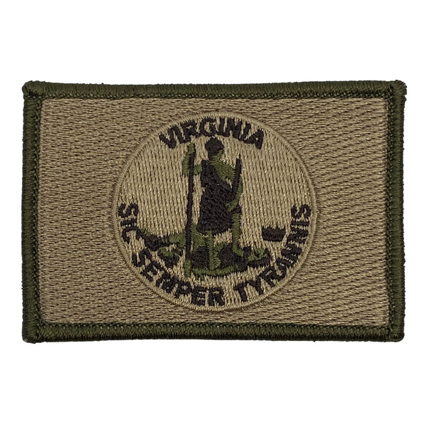 Virginia Embroidered Flag Patch - Color Multitan, with Velcro® brand backing, size 2 inch by 3 inch