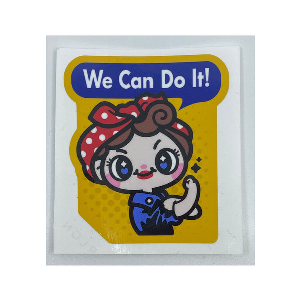 We Can Do It Cute Decal - Full Color Thick heavy duty vehicle vinyl decal, Die cut, High quality and durable vinyl, indoor and outdoor use, Waterproof and weather resistant, Size: 2.6"x 3"