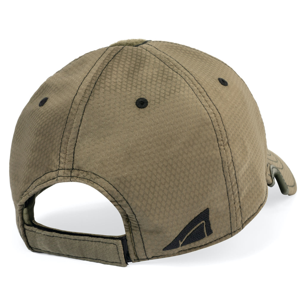 Back view of Notch Athlete Operator OD green cap showing adjustable hook-and-loop strap