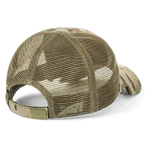 Back view of Notch MultiCam Operator cap showing breathable mesh back panels and adjustable hook and loop strap