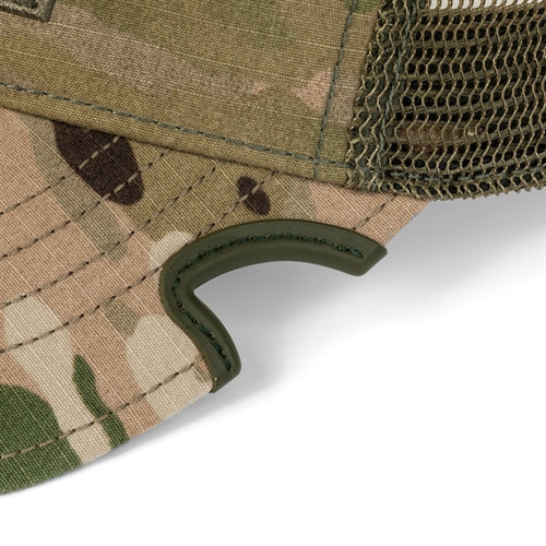 Side view of Notch MultiCam Operator cap showing patented notch and unstructured low profile fit