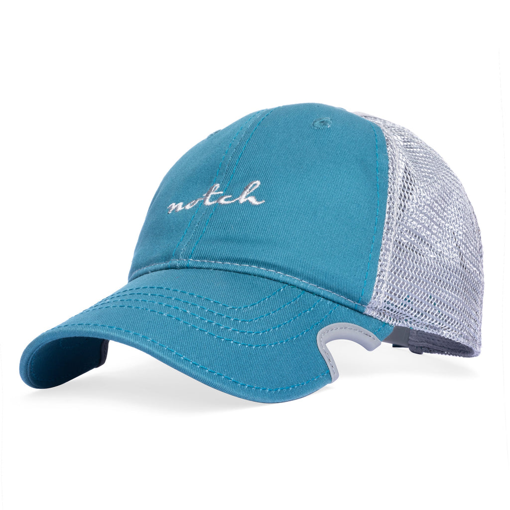 Notch Caps Notch Teal Grey Ponytail Trucker Cap - Breathable Mesh Back
