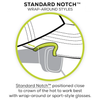 Standard Notch positioning diagram for wrap-around style sunglasses